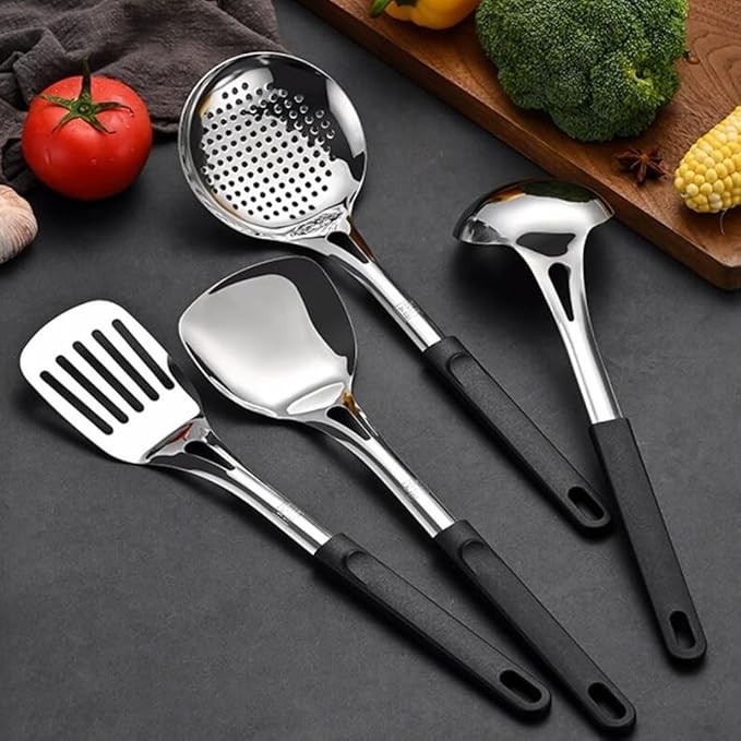 Kitchen Utensils Set，Cooking Utensils Kitchen Tools Gadgets Spoons for Cooking Spatulas Stainless 304 Steel Cooking Utensils Spatulas Spoons 4 Pieces
