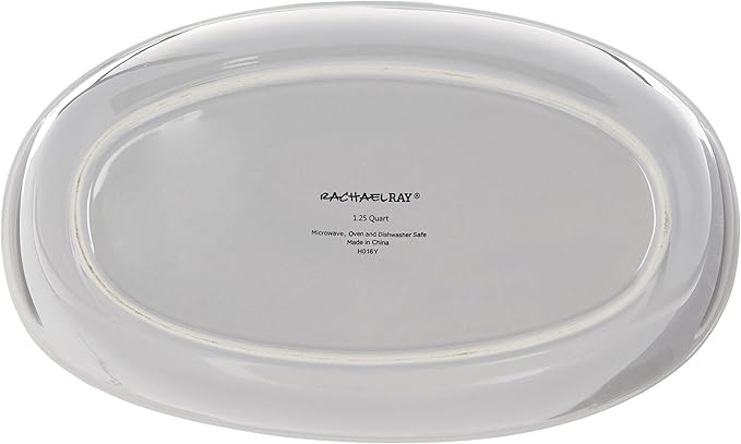 Rachael Ray Ceramics Bubble and Brown Oval Baker Set, 2-Piece, Light Sea Salt Gray -