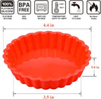 FUNBAKY Silicone Quiche Pan, Mini Pie Pan Non-stick Round Silicone Tart and Pie Molds 10 Packs