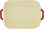 Staub Dish 40508-585 Rectangular Dish, Cherry 7.9 x 6.3 inches (20 x 16 cm), Ceramic Au Gratin Dish, Oven Safe and Microwave Safe