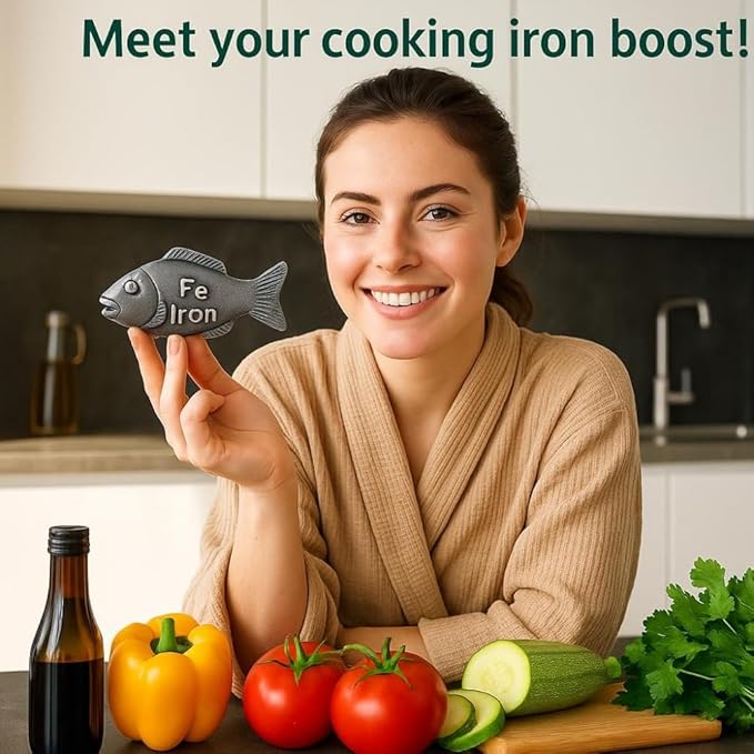 Iron Fish for Cooking, 2-Pack Reusable Natural Sources of Iron Ingot for Daily Iron Supplement, Iron Cooking Tool to Add Iron to Food & Water, Ideal for Anemia, Vegans