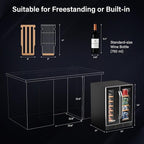 ROVSUN 34 Bottle Wine Fridge - Dual Zone Beverage Refrigerator w/Independent Temp Control & LED Panel, Built-in/Freestanding/Under Counter Chiller for Red/White Wine, Champagne, Beer