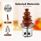 4 Tier Electric Chocolate Fondue Fountain Machine, Chocolate Fountain Electric Melting Machine with Anti-Slip Support Feet for Chocolate Candy Ranch Sauce Cheese Sauce Barbecue Sauce