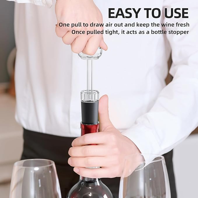 Rechargeable Electric Wine Opener Set, 4-in-1 Gift for Wine Lovers with Automatic Corkscrew, Aerator Pourer, Vacuum Stoppers & Foil Cutter, Ideal for Home Bar, Gifts for Women/Men