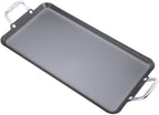 Vasconia Durable Double Burner Griddle (20″ x 11″) 100% Pure Aluminum with Nonstick - NSF Certified - for Frying, Searing, Grilling, Browning, Ideal for Home & Commercial Kitchen - Pack of 1