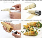10 Pack Large Cream Horn Forms 5-inch, Non-stick Cream Horns Pastry Mould Croissant Baking Forms for Baking Croissants Bead, Chocolate Croissant, Brioche Rolls, Ice Cream Cone Party Dessert