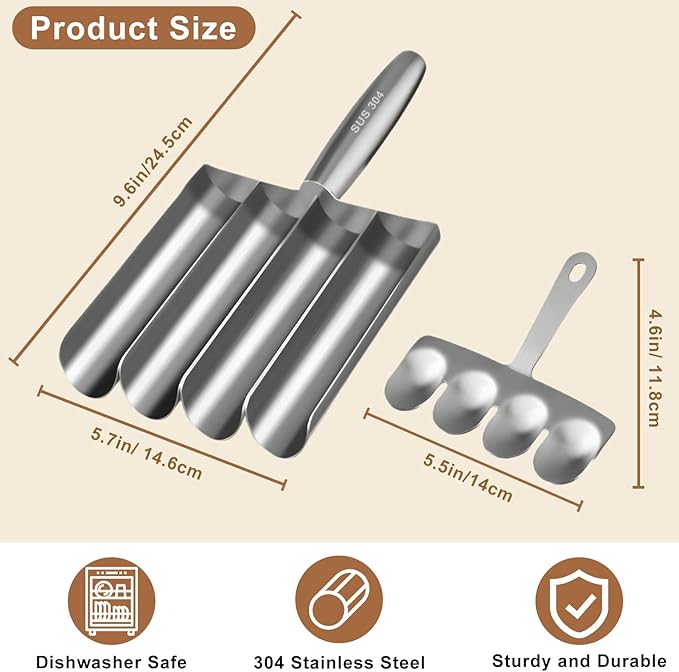 4-Tube Meatball Maker Tool, Stainless Steel Creative Kitchen Making Mold Set with Cutting Spoon, Diy Easy Quick for Meatballs Lover, Washable Home Cooking Tools