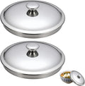 Universal Lid, 2Pcs Stainless Steel Cover Bowl 4.7Inch Mini Pan Lid Milk Pot Lid Cookware Lid for Skillets Frying Pans, 12cm
