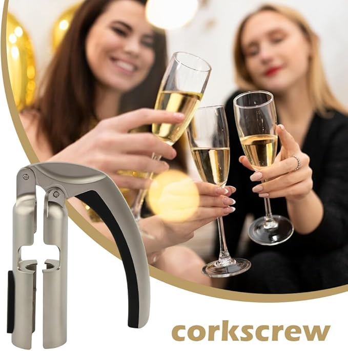 Champagne Bottle Opener, Zinc Alloy Sparkling Wine Cork Puller, Bottle Opener Bar Jar Cork Puller Professional Kitchen Champagne Corkscrew for Sparkling Wine Accessories