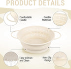 3 Pack Collapsible Colander with Strainer Bowl Set, 11 & 13 In BPA-Free Silicone Colanders for Kitchen, Heat-Resistant Strainer Dishwasher Safe Baskets for Vegetable Fruits(White)