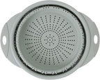 Dexas 10" Collapsible Silicone Colander in Sage, Kitchen Strainer with Handles, 15.1 Cup Capacity | BPA-Free, Heat-Resistant, Space-Saving Kitchen Tool