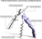 HYZ 2-Pack Wine Opener Waiter Corkscrew, Professional Wine Key for Servers, Bartender with Foil Cutter, Manual Wine Bottle Opener Double Hinged (Lavender)