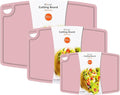 Liflicon Silicone Thick Cutting Boards Mats Set of 3 Foldable & Flexible Design Juice Grooves Easy Grip Handle Dishwasher Safe for Kitchen,BPA free Silicone Cutting Board-Soft Pink