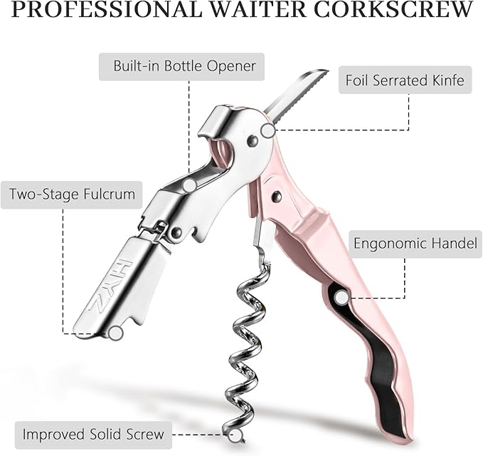 HYZ Wine Opener Bulk 20-Pack for Bartender, Professional Waiter Corkscrew Wine Key for Servers & Restaurant, Double Hinged Wine Bottle Opener with Foil Cutter, Commercial Bulk Set, (Multicolor)