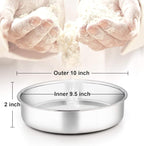 TeamFar 9½ Inch Cake Pan, Round Tier Cake Pans Set Stainless Steel for Baking Steaming Serving, Perfect for Birthday Wedding Celebrations, Healthy & Sturdy, Mirror Finish & Dishwasher Safe - Set of 2