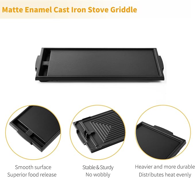 Allstare W10432544 Griddle Replacement Parts for Whirlpool Gas Stove Cast Iron Griddle Plate 19.7’’ x 7.9" W10432539 Kenmore Maytag Jenn Air Kitchenaid Range Cooktop Parts Burner Center Griddle Pan