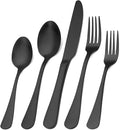 Matte Black Silverware Set,SHARECOOK Satin Finish 40-Piece Stainless Steel Flatware Set,Kitchen Utensil Set Service for 8,Tableware Cutlery Set for Home and Restaurant, Dishwasher Safe