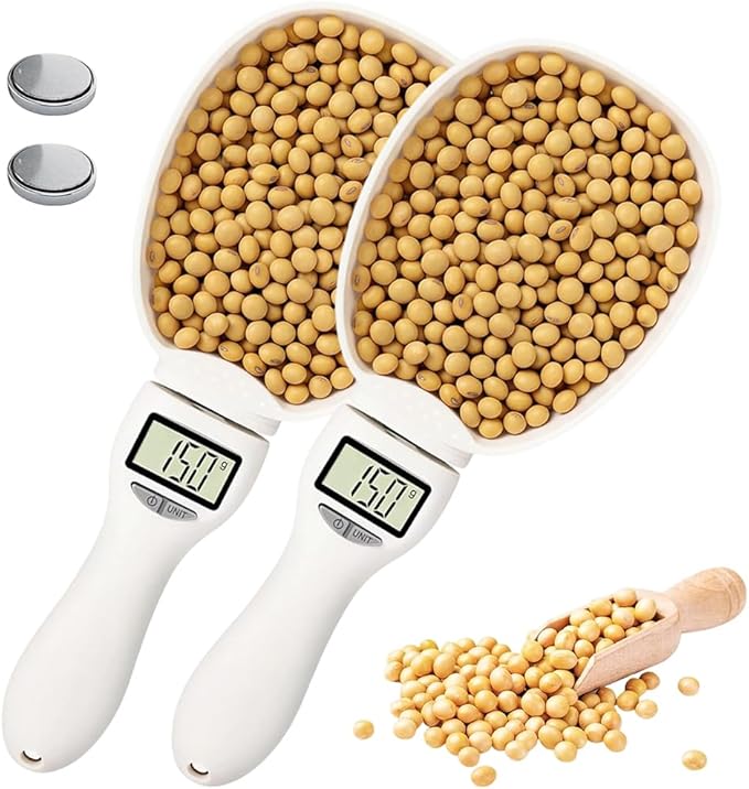 2026 New Digital Measuring Spoon, Digital Food Measuring Scoop Scale 800g / 0.1g High Precision with LCD Screen, Electronic Measuring Spoon for Cooking Baking, Dog Cat Food (2 Pcs)
