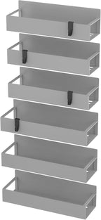 HuggieGems 6 Pack Magnetic Spice Storage Rack Organizer for Refrigerator and Oven, Gray Fridge Organizers and Storage