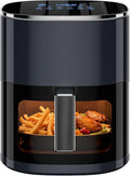 Simple Deluxe 12-in-1 Air Fryer 6.34 Qt, Digital Preset Airfryer with Visible Window, Nonstick and Dishwasher-Safe Basket, Air Fry, Roast, Bake, Dehydrate, Fries, 1700W, Black