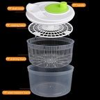 Salad Spinner,Vegetables Fruits Wash Bowl Large Capacity BPA Free Double Layer Detachable Manual Lettuce Spinner,Fruit and Vegetable Washer,Spin and Dry Salad Greens (Orange)