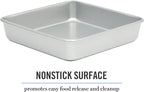 Martha Stewart Gallen 9 Inch Square Nonstick Carbon Steel Cake Pan - Silver Durable Bakeware for Cakes, Brownies & Desserts