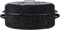 Granite Ware 19-Inch Covered Oval Roaster, 20 Lb Capacity - Enamel Steel Cookware, Dishwasher Safe & PFOA-Free, Even Heat Distribution for Roasting Poultry, Meat, or Vegetables (Speckled Black)