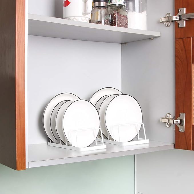 Tomorotec Dish Plate Storage Drainboard 2-Pack, Alloy Steel Kitchen Pot Lid Holder Dish Plate Drying Rack Drainer Stand Multifunctional Cabinet Organizer