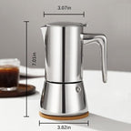 4 Cups Food-Grade Thickened Stainless Steel Moka Pot - Non-Coated Italian Greca Espresso Maker 200ml (6.8oz), Manual Stovetop Coffee Maker with Safety Valve, Suitable for all Types of Hobs