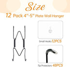 Bilillo 12 Pack Plate Hangers for the Wall, Suitable for 4-5 Inch Decorative Plate, Invisible Heavy Duty Wire Plate Holder with Wall Hooks, Plate Hangers for Displaying Plates, Platter, Dish
