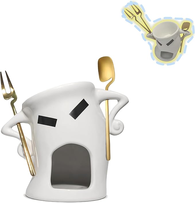 Cute Chocolate Fondue Mug,Personal Ceramic Melting Cup with 1 Fork and 1 Spoon for Cheese, Coffee, Desserts Perfect for Date Nights, Birthdays, Weddings Ideal Gift