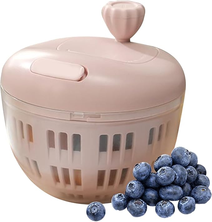 Salad Spinner - 800ML Lettuce Washer, Vegetable Dryer, Produce Cleaning Tool | Manual Salad Spinner with Colander Basket and Non Slip Base for Quick Water Removal, Kitchen Tool for Camping Picnic