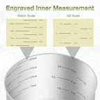 1PCS 1Cup (240ml, 8oz) Single Measuring Cup, Etched Inner Scale Stainless Steel Measure Scoop, Metric and US Measurement, Dishwasher Safe