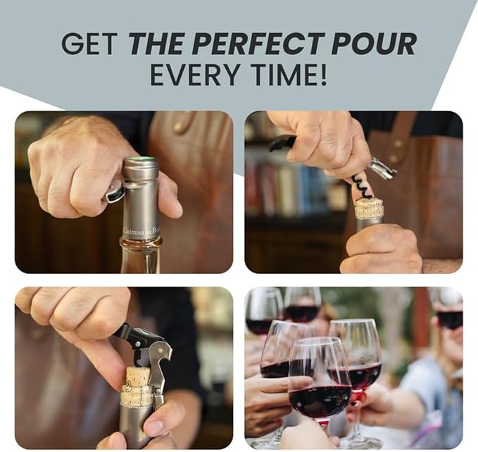 A Bar Above Manual Wine Bottle Opener and Corkscrew Wine Key with Foil Cutter and Bottle Cap Remover, Professional Waiters Corkscrew for Servers, Bartenders, and Home Use