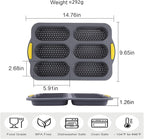 6-cavity Silicone Bread Loaf Pan, Nonstick Sourdough Loaf Pan & Heat Resistant Baguette Bread Pan, Bread Pans for Homemade Bread, Silicone Molds for Baking Hoagie Rolls, Hot Dog Bun