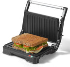 UVFAST Small Panini Press Grill Sandwich Maker, Electric 3 in 1 Panini Sandwich Maker Grill, Open 180 Degrees for grill indoor, Perfect for Grilling Steaks, Burger, Sandwich, Non-stick Pan, Black