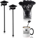 SiliFine 60 Pcs Graduation Cap Drink Stirrers Graduation Stir Sticks Coffee Stirrers Cocktail Mixers Plastic Swizzle Sticks Hot Cocoa Bar Supplies for Party Bar Coffee Tea Favors (Black)