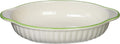 Banko Ware 12476 Oven-safe, Color Line, Oval Au Gratin Plate, Green Line, Tableware, Pottery, Microwavable, Made in Japan