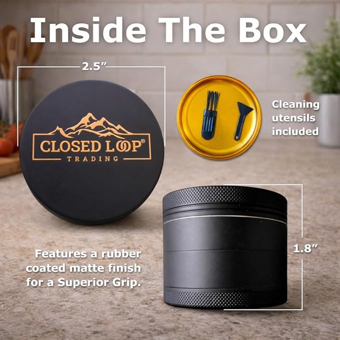 Manual Spice Grinder for Kitchen Use, Aluminum Spice Mill with Matt rubber outer finish (2.5 inch)