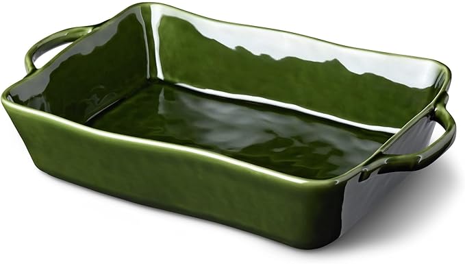 Verde Medium Rectangular Stoneware Baker – 14” x 8.75” x 2.75” – 96oz Deep Dish for Casseroles, Lasagna & Roasting – Oven, Microwave & Dishwasher Safe – Stylish Oven-to-Table Bakeware