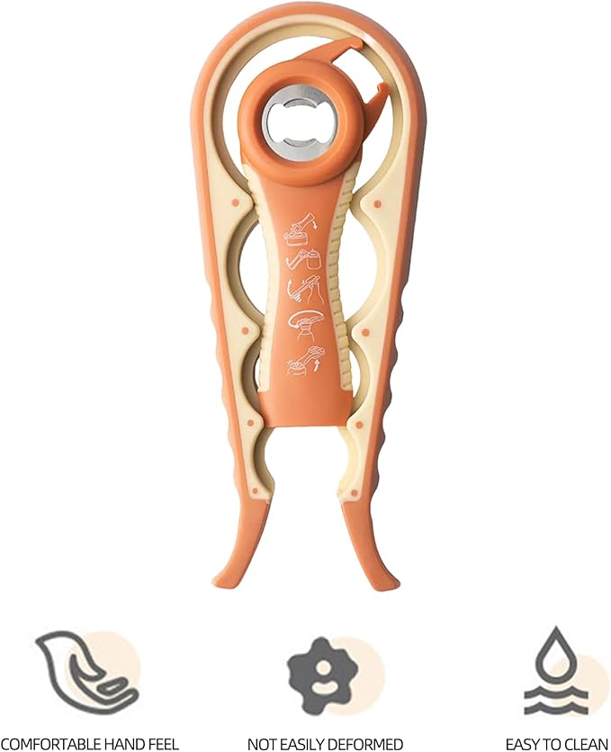 Bottle Opener for Arthritic Hand,Jar Opener for Old People, Children, Women, Those with Weak Hands,Multifunctional Kitchen Gadgets (A-Orange)
