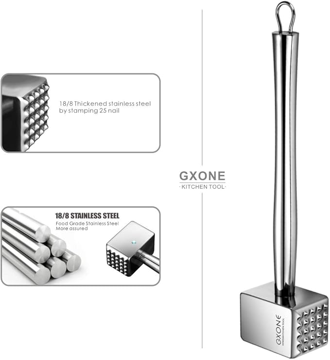 Meat Tenderizer,304 Stainless Steel Heavy Sturdy Meat Mallet/Pounder/Hammer Tool(1.65lb)