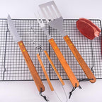 1set Barbecue Tools Wood Handles Portable Grilling Utensil for Outdoor Cooking Camping and BBQ Gatherings