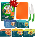 MasterChef Junior Kids Knife & Cutting Board Set- Includes Real Cutting Tools and 15 Cooking Baking Recipes- Silicone Non Slip Grip for Easy Use & Food Safe for Children- Party Activity Supplies Gift