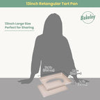 Rectangle Tart Pan, 13-Inch with Removable Loose Bottom Non-Stick Oblong Quiche Bakeware for Oven Baking (Champagne Gold)