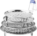 Round Stainless Steel Steamer Rack 7.6" 8.5" 9.33" 10.23" Inch Diameter Steaming Rack Stand Canner Canning Racks Stock Pot Steaming Tray Pressure Cooker Cooking Toast Bread Salad Baking (4 Pack)