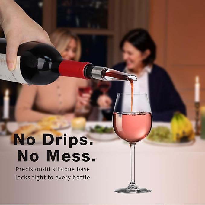 Wine Air Aerator & Wine Pourer Spout Dual Function with Leak-Proof Design, Universal Fit, Instant Red Wine Flavor Enhancer, Wine Tool for Wine Lovers
