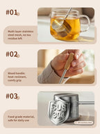 HOUSE AGAIN Tea Infuser for Loose Tea, 2-in-1 Tea Scoop Infuser Extra Fine Mesh Tea Strainers for Loose Tea, 304 Stainless Steel Loose Leaf Steeper, Ball Filter with Handle for Spices, L