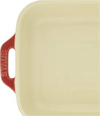 Staub Dish 40508-585 Rectangular Dish, Cherry 7.9 x 6.3 inches (20 x 16 cm), Ceramic Au Gratin Dish, Oven Safe and Microwave Safe