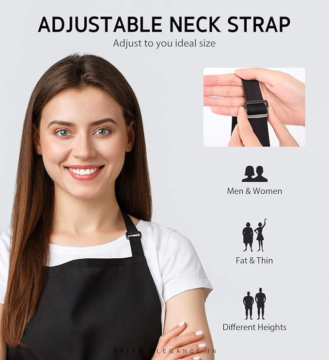Syntus Apron for Men Women, Adjustable Cooking Kitchen Chef Aprons with 2 Pockets, Cotton/Polycotton/Polyester